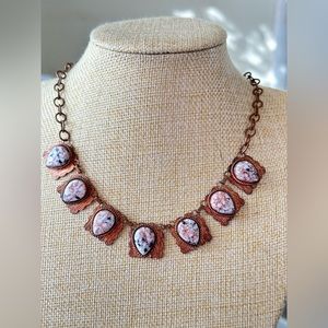 Circa 1960 solid Copper necklace set with copper thermal set cabs.